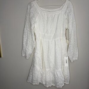 White Eyelet Lace Mini Dress — NWT